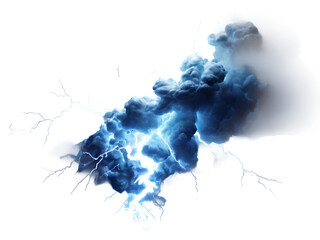 Blue and Whtie color electricity lightning isolated background