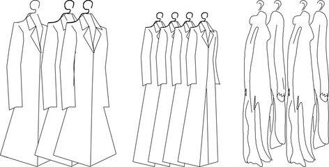vector illustration sketch design drawing of clothes on a hanger for a fashion shop window
