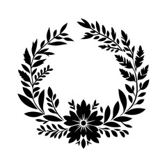 Hand drawn floral wreath frame