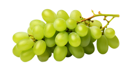 A bunch of green grapes with a transparent background.