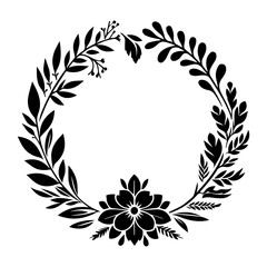 Hand drawn floral wreath frame