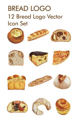 Bread logo vector Icon set