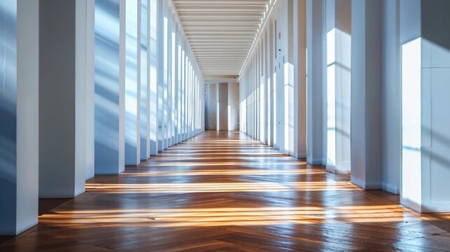 Grand Interior with Polished Surfaces. Modern Indoor Background.
