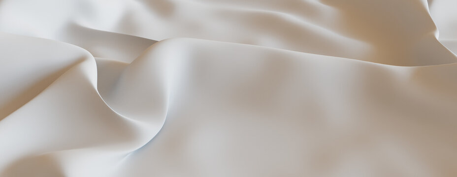 White Cloth with Ripples and Folds. Smooth Surface Wallpaper.