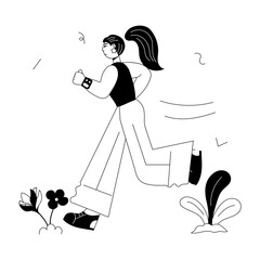 A hand drawn mini illustration of jogging 
