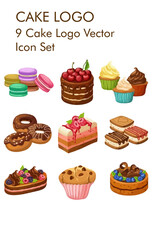 Cake logo vector Icon set