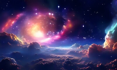 Obraz premium Colorful space galaxy cloud nebula. space background with bright Starry night sky. Supernova background wallpaper. Universe science, astronomy, cosmos, nebula abstract