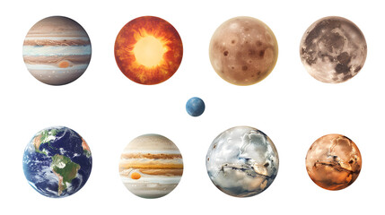 Various planets, transparent pictures