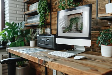 laptop and monitor on desk  ideas professional photography