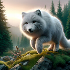 white fox hunting