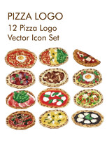 Pizza logo vector Icon set