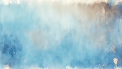 Obraz premium Blue and Brown background with texture and distressed vintage grunge and watercolor paint stains backdrop illustration