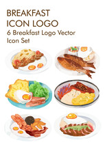 Breakfast logo vector Icon set