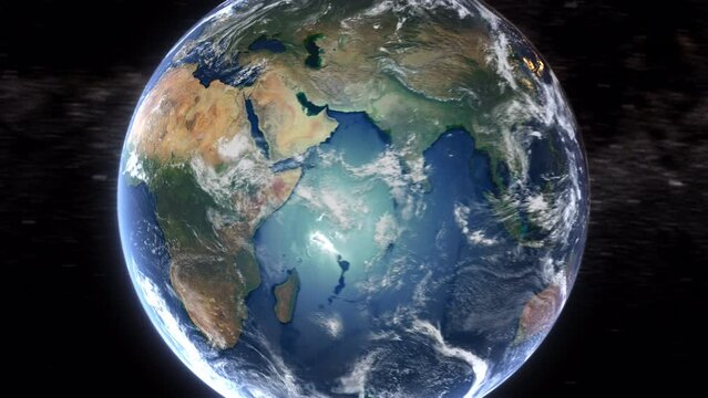 Realistic Earth From Space Zoom In Clouds Sierra Leone