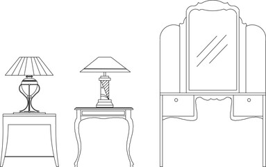 vector illustration of a vintage classic old table design sketch with traditional ethnic floral ornaments