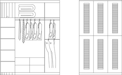 vector illustration sketch design drawing bedroom cupboard wardrobe
