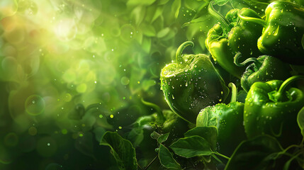 Green pepper vegetable peppers background