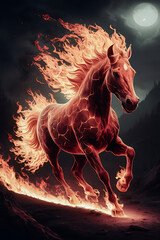 Obraz premium a majestic horse formed entirely of flames