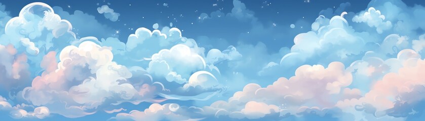 A beautiful day with fluffy clouds in the sky.