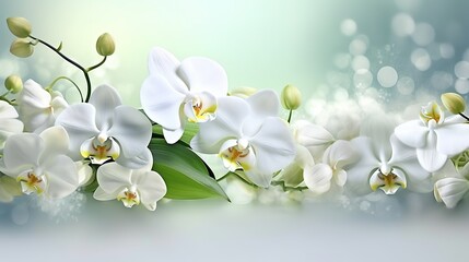 Border template with white orchids generate ai