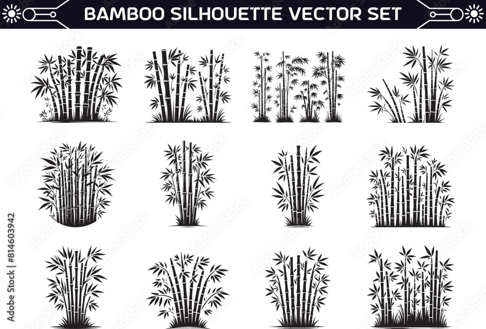 Poster Bamboo Silhouette Vector Illustration Set - Posters