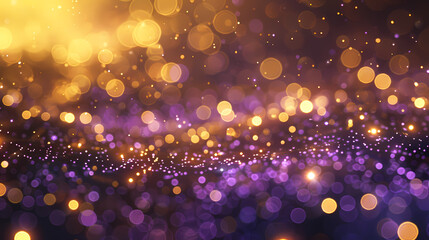 Sparkling bokeh with purple and gold tones