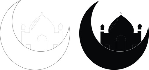 Islamic moon pack in stunning Vector 10 EPS illustration. Islamic moon in cool colors for Ramadan Kareem, Eid Al-Fitr, greeting, and Eid Al-Adha. Islamic design moon Vector in different colors.
