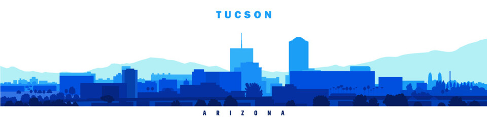 Obraz premium Tucson City silhouette vector illustration blue design on white background, travel to america