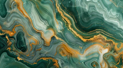 Smaragd grüner Edelstein mit goldener Ader, marmorierter Hintergrund 