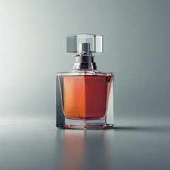 a perfume, luxury goods, with gray background and simple background 