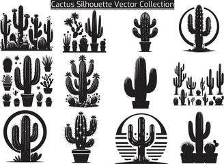 Set of Cactus Silhouette Vector