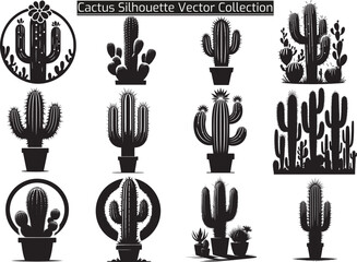 Set of Cactus Silhouette Vector