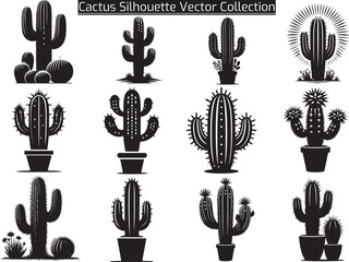 Set of Cactus Silhouette Vector