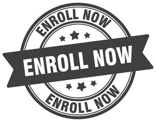 enroll now stamp. enroll now label on transparent background. round sign