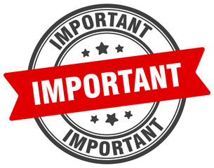 important stamp. important label on transparent background. round sign