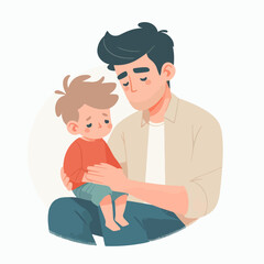 vector set of tired parents holding their child