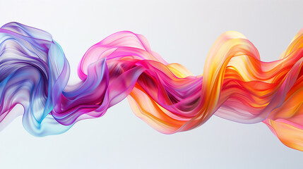 Obraz premium Colorful twisted ribbon in motion on white background, Generative AI