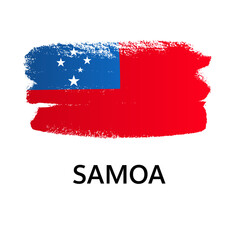 National symbols - flag of Samoa isolated on white background. Hand-drawn illustration. Flat style.
