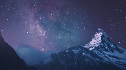 Dynamic Mountain Peak Blend with Starry Night Sky.
