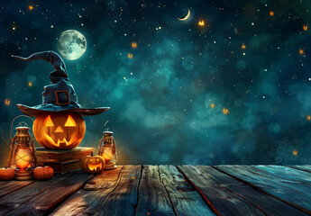 Halloween Extravaganza, Enchanting Night Sky & Pumpkin Set in Papercut Style -
 Vector Illustrations Featuring Full Moon, Witch's Cauldron, Spider Webs & Bats.
 Ideal for Posters & Brochures with Cust