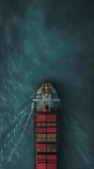 Drone view of a cargo containers ship
