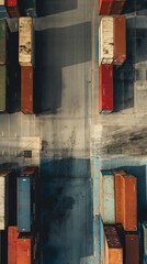 Drone view of a cargo containers port