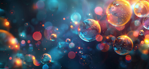A design features many colorful bubbles and swirling lights, creating a chromatic landscape with rainbowcore elements.