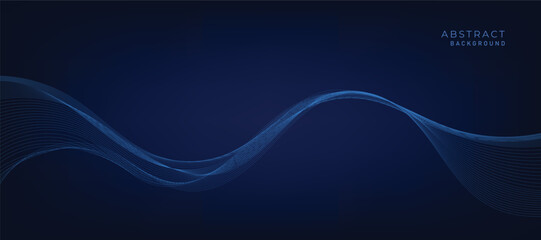 Abstract vector modern blue background with blue wavy lines. 
