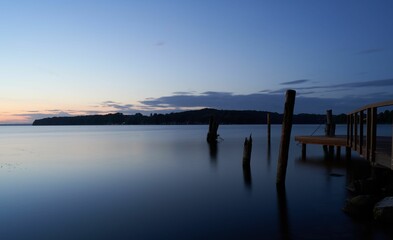 Wooden dock jutting out into Ratzeburger see, in Ratzeburg, Germany