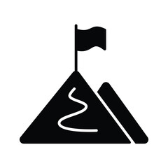 Flag on top of mountain, concept icon of mission in trendy style