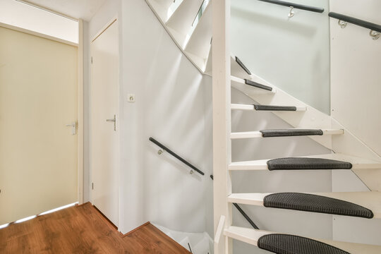 Modern White Staircase in Bright Minimalist Interior