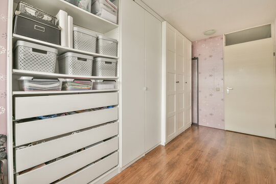 Modern storage solution with organized shelves and drawers