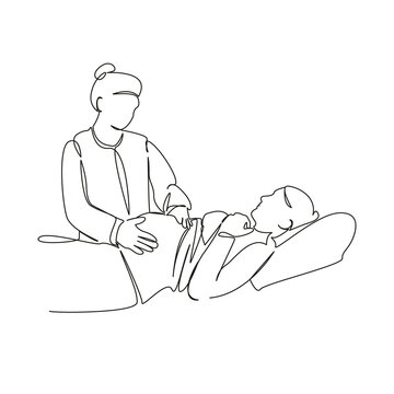 pregnant woman doctor examination line art clip art preview