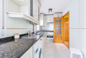 Modern kitchen in an empty apartment ready for sale